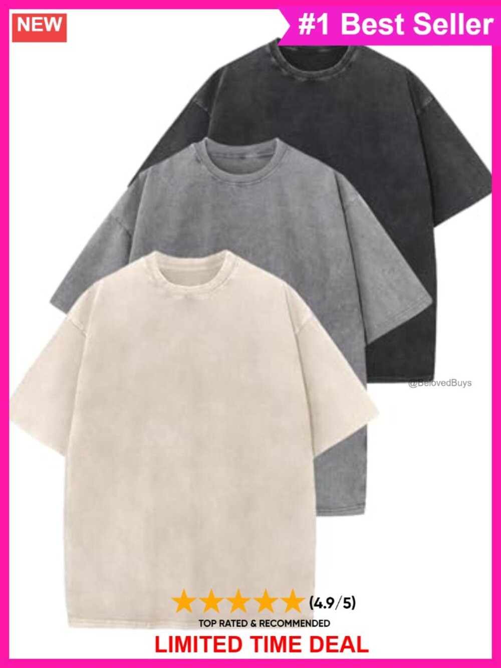 Oversized Cotton Acid Wash Drop Shoulder Short Sleeve Tee